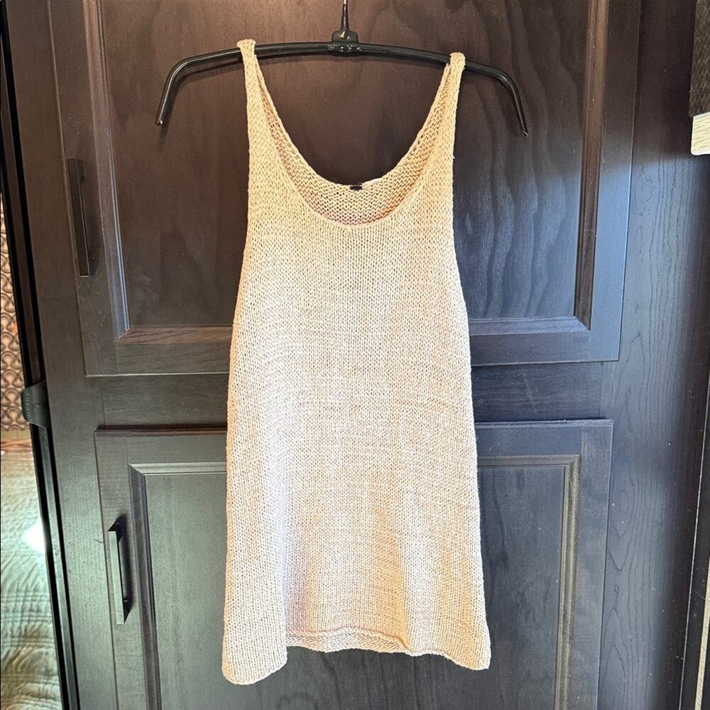 Elegant Beige/creme minimal cottage core Knit sweater Tank Top size medium